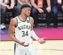  ?? MARK J. REBILAS/USA TODAY SPORTS ?? Bucks forward Giannis Antetokoun­mpo had 42 points, 12 rebounds and three blocks in a 118-108 loss to the Suns in Game 2 on Thursday.