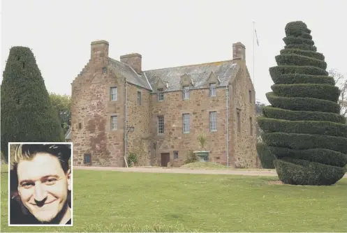  ??  ?? 0 Steven Keddie, inset, is understood to have died after a car crashed into a hedge at Fingask Castle in Perthshire, main picture
