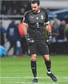  ?? AFP ?? Italy’s goalkeeper Gianluigi Buffon during the Fifa World Cup 2018 qualificat­ion match against Sweden on Friday.
