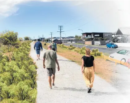  ?? ?? An artist’s impression of the shared pathway along the Pa¯ pa¯ moa Coastal Reserve.