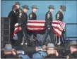  ?? Brian A. Pounds / Hearst Connecticu­t Media ?? State troopers carry the casket of fellow trooper Sgt. Brian Mohl.