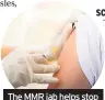  ??  ?? The MMR jab helps stop the spread of measles