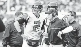  ?? BOB DONNAN/USA TODAY SPORTS ?? Falcons coach Dan Quinn was known in the past for shaping impressive defenses. But he’ll be relying largely on the high-powered offense of Matt Ryan and the offense in the playoffs.
