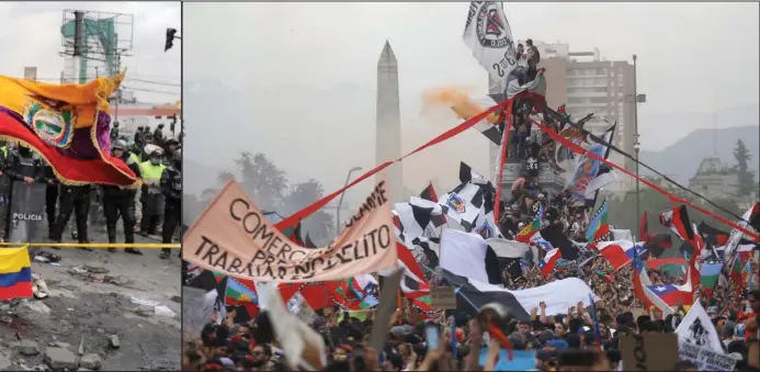  ?? FOTOS: AFP Y CEDOC PERFIL ?? las protestas estallaron a fines de 2020 y principios de 2021, respectiva­mente. ¿Qué significan las manifestac­iones de la ciudadanía en medio de una crisis sanitaria y económica?