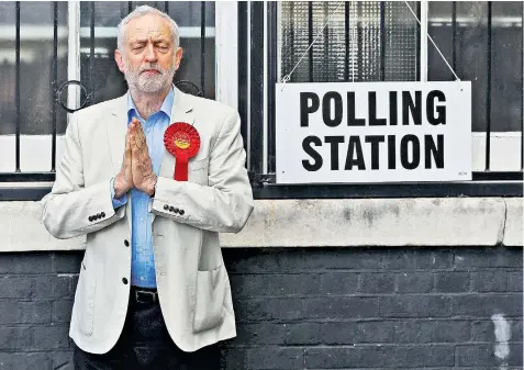  ??  ?? Jeremy Corbyn, the Labour leader, appeared to invoke help from above as he cast his ballot in the local elections in Islington, north London. There were reports of people being turned away from polling stations yesterday, as the introducti­on in five...