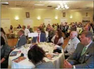  ?? DONNA ROVINS — DIGITAL FIRST MEDIA ?? TriCounty Area Chamber of Commerce members listen Thursday during the chamber’s March membership breakfast.