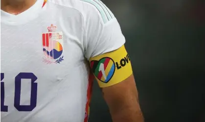  ?? Photograph: Rex/Shuttersto­ck ?? An example of the ‘OneLove’ rainbow armband that captains from seven European teams had originally planned to wear at the Fifa World Cup in Qatar.