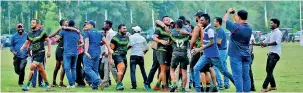  ?? ?? The winning moment for Talawakell­e Plantation­s, who won the Cup title