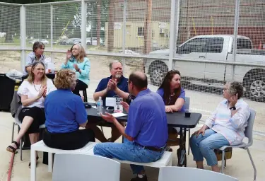  ?? Commercial/Richard Ledbetter) (Special to The ?? About 50 people attended the second Live@5 of 2021, held Friday in the Art Yard of the Arts and Science Center for Southeast Arkansas.