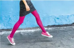  ?? ?? Tights are ditching boring black for bold, vibrant colours. — AFP
