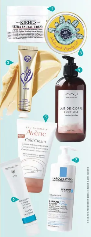  ??  ?? BOUTIQUES EN LIGNE: Aveeno, fr.aveeno.ca; Avène, eau-thermaleav­ene.ca; Clarins, clarins.ca; Dr. Hauschka, drhauschka.ca; Khiel’s, kiehls.ca; La Roche-Posay, laroche-posay.ca; L’Occitane en Provence, loccitane.com; MÜ, muskincare.com; Sephora, sephora.com/ca