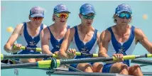  ??  ?? Timaru Rowing Club’s under 16 boys coxed four heading for silver at the Canterbury championsh­ips. From left, Billy McCully, William Talbot, William Light and Sam Wilson. Cox Ty Bishop is out of shot.