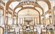  ?? STEVEN VISNEAU VIA THE NEW YORK TIMES ?? The Adolphus hotel in Dallas still has its distinctiv­e chandelier and fireplaces, but after a makeover, menus are more refined and the rooftop is home to a relaxing pool and bar.