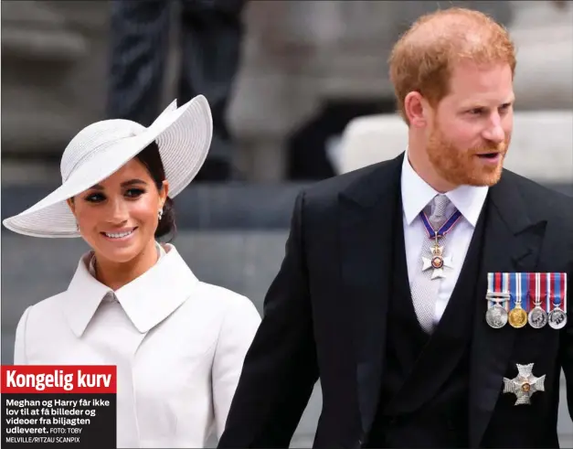  ?? FOTO: TOBY MELVILLE/ RITZAU SCANPIX ?? Kongelig kurv
Meghan og Harry får ikke lov til at få billeder og videoer fra biljagten udleveret.