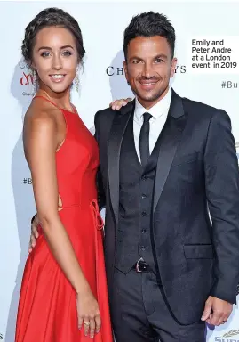  ?? ?? Emily and Peter Andre at a London event in 2019