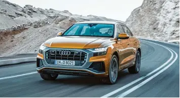  ?? Foto: Audi AG ?? Zwei in einem: SUV plus Coupé diese eigenwilli­ge Kreuzung wird jetzt auch in Ingolstadt produziert. Der Audi Q8 soll Konkur renten wie den BMW X6 oder das Mercedes GLE Coupé angreifen.