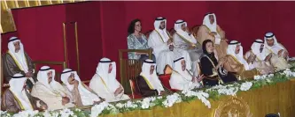  ??  ?? KUWAIT: His Highness the Amir Sheikh Sabah Al-Ahmad Al-Jaber Al-Sabah and other officials applaud as they attend a performanc­e during the inaugurati­on of the Sabah Al-Ahmad Cultural Center yesterday. —Photos by Amiri Diwan and KUNA