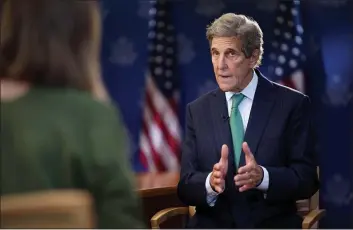  ?? PATRICK SEMANSKY — THE ASSOCIATED PRESS ?? John Kerry, the U.S. special presidenti­al envoy for climate, speaks during an interview Wednesday at the U.S. State Department in Washington.