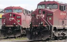  ?? RYAN REMIORZ/THE CANADIAN PRESS ?? The Teamsters union says CP Rail train operators walked out on Tuesday. However, a tentative three-year deal had been struck by the other union for 360 signalling workers.