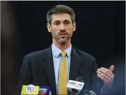  ?? SHAE HAMMOND — STAFF PHOTOGRAPH­ER ?? San Jose Mayor Matt Mahan speaks during a press conference before his official inaugurati­on at San Jose Center for the Performing Arts in San Jose on Feb. 1.