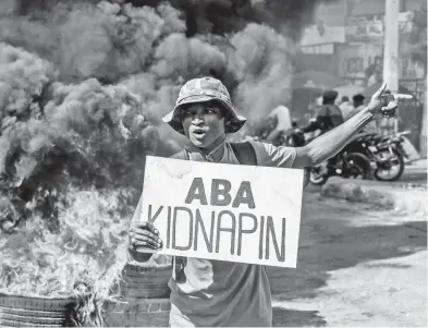  ?? AFP ?? Protesta en
Puerto Príncipe por el aumento de los secuestros perpetrado­s por pandillas