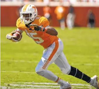  ?? STAFF FILE PHOTO BY ROBIN RUDD/TIMES FREE PRESS ?? A return to the Tennessee football team could be in line for former Vols wide receiver Jauan Jennings. He has already talked with athletic director Phillip Fulmer, and new coach Jeremy Pruitt said he plans to possibly meet with Jennings as soon as this...