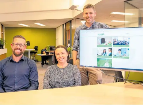  ?? Photo Supplied ?? From left: Ryan Hambleton, Amy Bowkett and Kevin Carter said the new website would make it easier to access funding opportunit­ies.