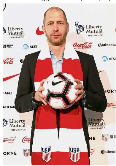  ?? — Reuters ?? Over to you: The new head coach of the United States men’s national team Gregg Berhalter posing for a photograph after a press conference in New York City on Tuesday.