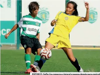  ?? ?? ESFORÇO. Sofia Liu começou a lateral e passou depois para central