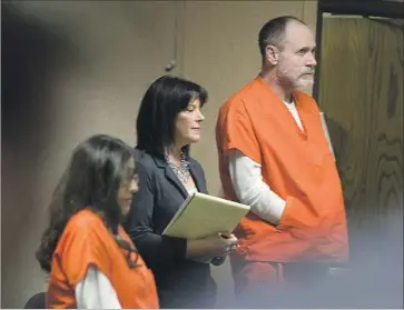  ?? Randy Pench Sacramento Bee ?? PHILLIP and Nancy Garrido stand with his attorney, Susan Gellman, center, in El Dorado County Superior Court in 2011. Phillip Garrido received 431 years to life in prison in the Dugard case, and Nancy 36 years to life.