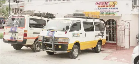  ?? (Stabroek News file photo) ?? Route 94 buses, which ply the route between the city and Lethem in Region Nine, are among those that will no longer be subjected to licence fees once the Motor Vehicles and Road Traffic (Amendment) Bill is assented to.