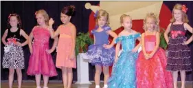  ?? MARK HUMPHREY ENTERPRISE-LEADER ?? Among the 5-7 age group contestant­s were (from left): Saylor Stickham, Kylie Pike, Brynn Cordeiro, Oakley Gifford, Cassidy Brooke Cusick, Macy Guist, and Gabby Mitchell.