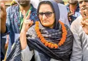  ?? — PTI ?? RLD’s Tabassum Hasan after winning the Kairana Lok Sabha by-election in Kairana on Thursday.