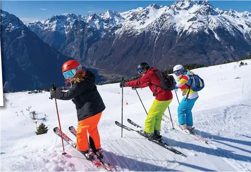  ??  ?? SLOPING OFF: The Alpe D’Huez is one of the world’s largest skiiing areas and perfect for testing your skills. Far left, Anna