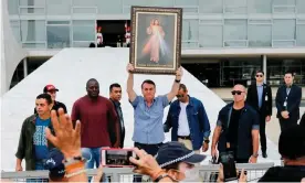  ?? Photograph: AFP/Getty ?? Jair Bolsonaro at a rally of anti-abortionis­ts. The far-right Brazilian president recently appointed a conservati­ve Christian pastor to the supreme court.