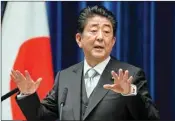  ??  ?? Japan’s Prime Minister Shinzo Abe