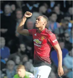  ?? Picture: John Peters/Getty Images ?? Anthony Martial celebrates a goal for Manchester United against Chelsea.