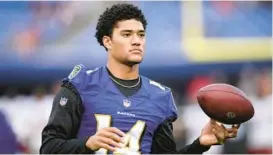  ?? NICK WASS/AP ?? Ravens rookie safety Kyle Hamilton looks on before a preseason game against the Washington Commanders.