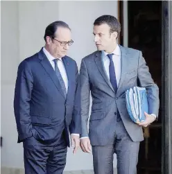  ?? Ansa ?? Chi scende chi sale Hollande con Macron; Mélenchon e Hamon