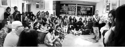  ??  ?? ( Top) The 2017 Spoken Fest in Mumbai; ( above) a Kommune workshop in progress