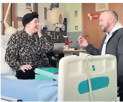  ?? ?? Emotional proposal The moment Joe asked Maria to be his wife in Monklands Hospital