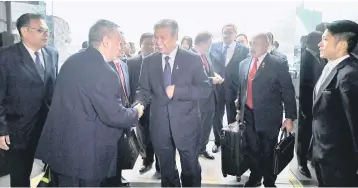  ??  ?? Ahmad Zahid arrives in Hong Kong yesterday for the 9th WCES, a premier internatio­nal event which aims to enhance the connectivi­ty and business linkages between China and Asean. — Bernama photo