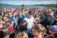  ?? CP PHOTO JAMES WEST ?? Prime Minister Justin Trudeau greets attendees Thursday at a Canada Day Kick-Off and Ice Cream Social, in Grand BayWestfie­ld, N.B.