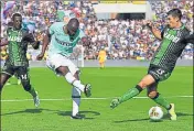  ?? AFP ?? Inter Milan's Romelu Lukaku (centre) scored a brace in the 4-3 win over Sassuolo on Sunday.