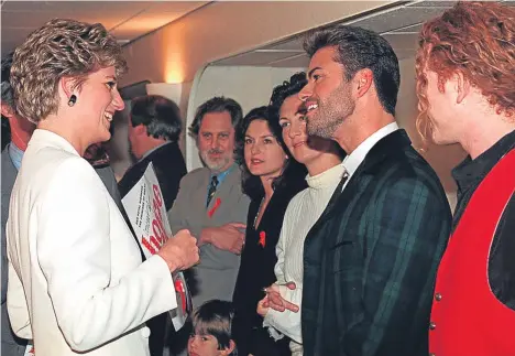  ??  ?? George Michael talking to Princess Diana ahead of a concert at Wembley Arena in 1993 to mark World Aids Day.