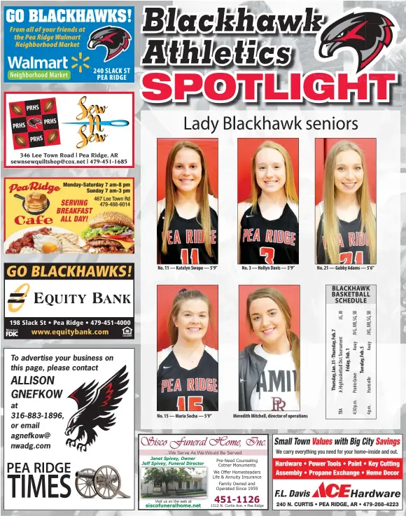  ??  ?? No. 11 — Katelyn Swope — 5’9” No. 15 — Maria Socha — 5’9” No. 3 — Hollyn Davis — 5’9” Meredith Mitchell, director of operations No. 21 — Gabby Adams — 5’6”