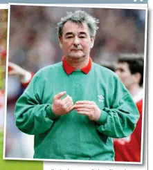  ?? GETTY IMAGES ?? End Ed of f an era: Brian B i Cl Clough h (above) in 1992 at Wembley where Roy Keane (left) holds nothing back against United defender Denis Irwin