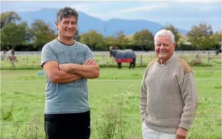  ?? PHOTO: SCOTT HAMMOND/STUFF ?? Marlboroug­h Harness Racing Club vice president Mike Rangi, left, and Marlboroug­h Racing Club president Eric Bowers are glad the ministry has lost interest in Waterlea Racecourse.