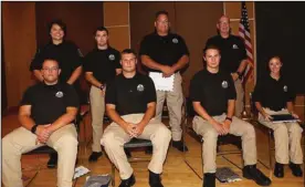 ?? CONTRIBUTE­D PHOTO ?? Graduates of Basic Law Enforcemen­t Training Class #201601 are: Back row (from left to right) Laura F. Williamson, Matthew T. Touhy, Philip M. Parker, and Charles K. Humphrey. Front Row (from left to right) Thomas S. Gray, Caleb A. Chambers, Preston L. Barfield, and Ashley L. Bailey.