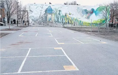  ?? PAUL CHIASSON THE CANADIAN PRESS ?? A closed schoolyard is seen in Montreal on Monday. The Quebec government plans to reopen all elementary schools by May 19.